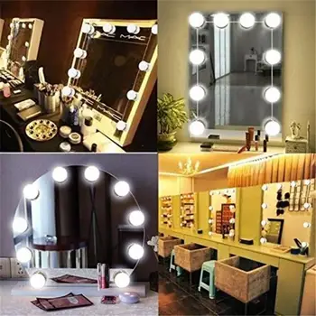 

10pcs Makeup Mirror Lights Romantic Style Press Button LED Three Color Optional Mirror Front Lamp Makeup Mirror Lights