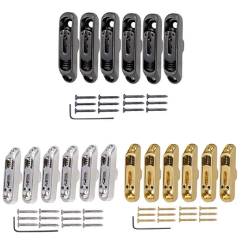 

6 Pcs Single Individual Bridge Saddles Tailpiece with Screws Wrench Set for 6 String Electric Guitar Bass Parts