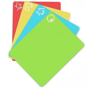 Tagliere antiscivolo in plastica flessibile - Tagliere - Tappetini da taglio con icone alimentare Utensili da cucina (set di 4) 15"x 12" 1