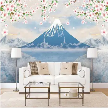 

custom living room 3d photo wallpaper mural cherry blossom Mount Fuji picture sofa TV backdrop non-woven wallpaper for wall 3d