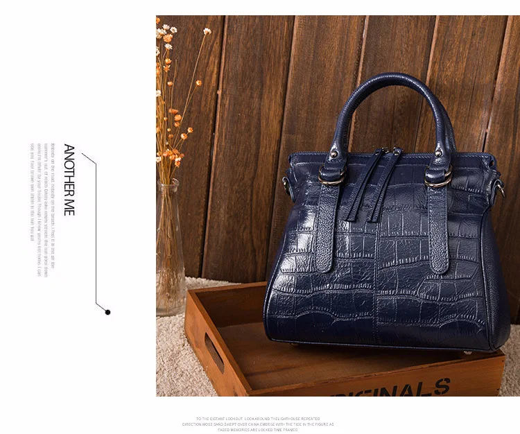 Женская сумка из натуральной кожи с узором «крокодиловая кожа»; модная сумка-мессенджер на плечо; большая емкость; деловые сумки с верхней ручкой
