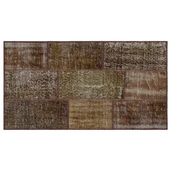 

Handmade Brown Vintage Overdyed Patchwork Area Rug 080x150 Cm-2'7''X4'11''