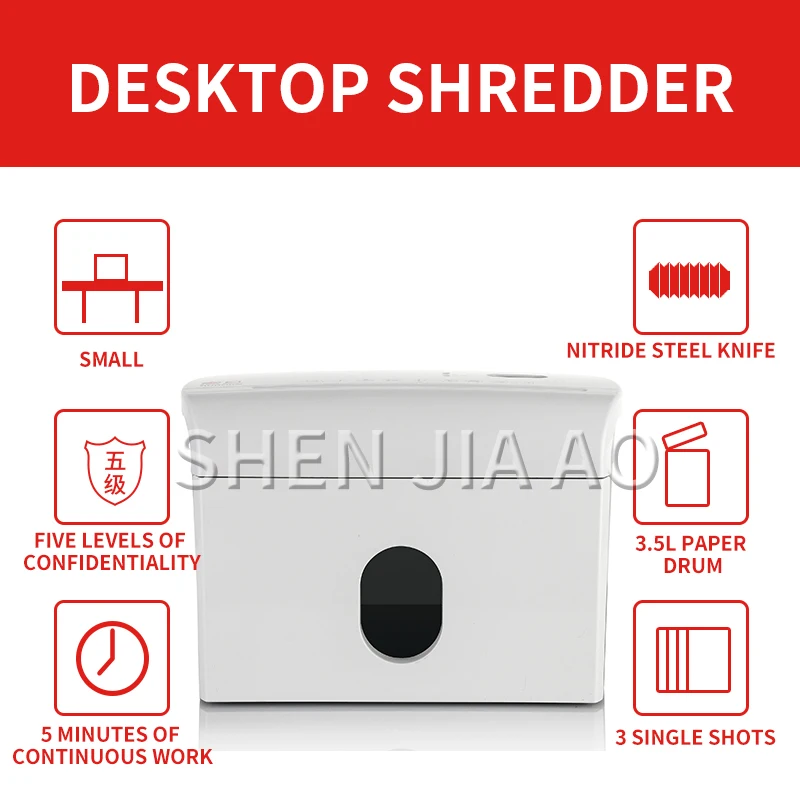 3.5L 2*10mm Shredder Small Portable Silent Household Electric Small Particle Mini Shredder Document Waste Paper Office