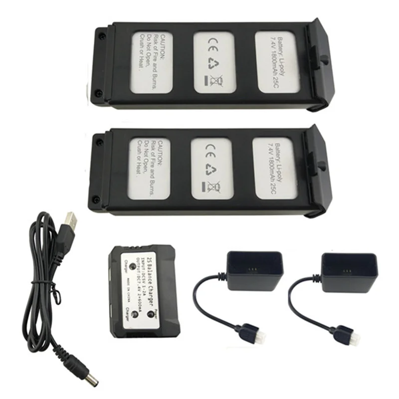 

2Pcs 7.4V 2800Mah Lithium Battery with 2 in 1 Charger for Mjx B5W Bugs 5W F20 Brushless Four-Axis Aircraft Battery Remote Drone