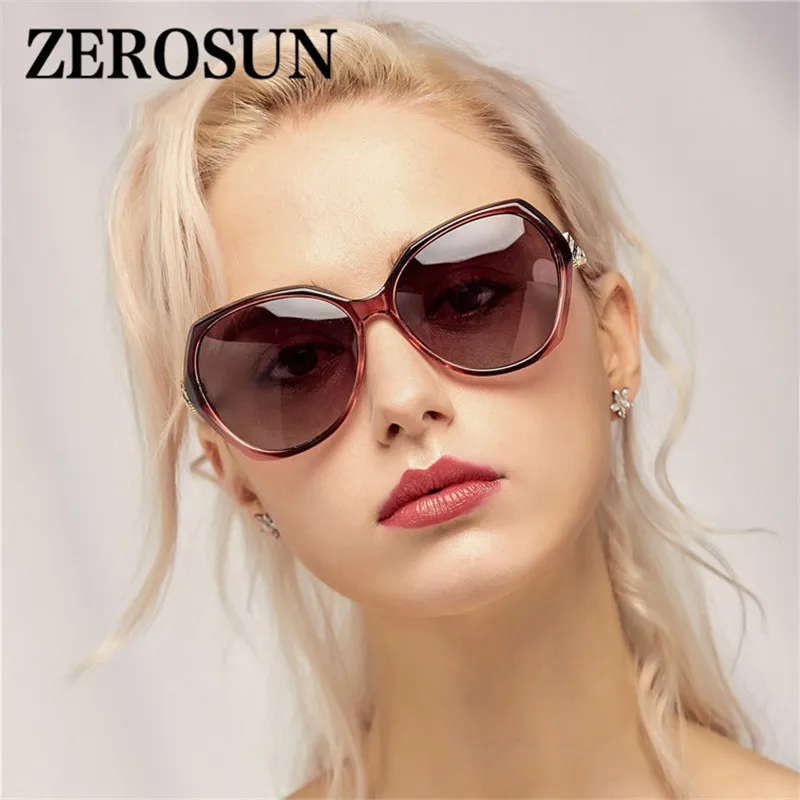 Zerosun, поляризационные солнцезащитные очки для женщин, негабаритные солнцезащитные очки для женщин, солнцезащитные очки для вождения, для улицы, полигон, HD, Полароид, анти-отражение