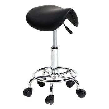 

360 Degrees Comfortable Saddle Stool Ha Ha Feet Rotation Bar Stool Black