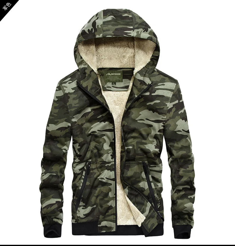 AliExpress Мужская одежда Повседневная хлопковая стеганая куртка большой размер свободный крой плюс бархат камуфляж пальто Молодежный свитер