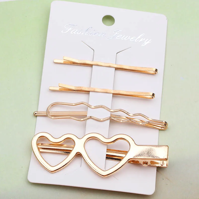

TS177 Fashion Heart Metal Women Hair Clip Set Bobby Pin Barrette Hairpin Hair Accessories Beauty Styling Tools Cute Hair Jewelry