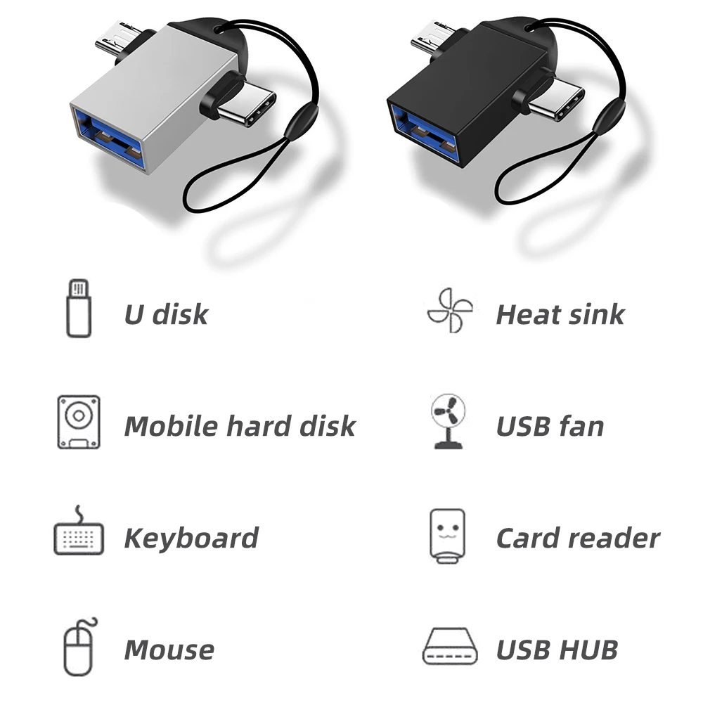 OTG Тип C и микро адаптер 2 в 1 Otg Usb конвертер 3 0 флэш диск мышь разъем для смартфона