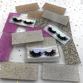 

Mikiwi Wholesale False Eyelash Packaging Empty Diamond Case Box Bling Glitter 3d Mink eyelashes Holographic Glitter Paper Boxes