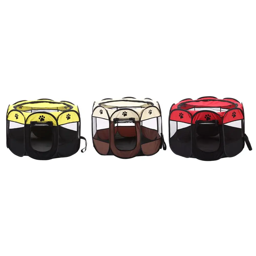 Portable Folding Pet Tent Dog House Cage Dog Cat Tent Playpen Puppy Kennel Easy Operation Octagon Fence