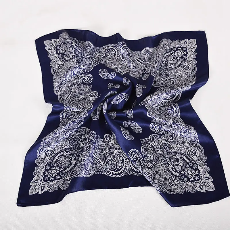 blue white Европейский Американский стиль, шелк, маленький квадратный шарф с принтом, модный белый круглый шарф в горошек, Шелковый атласный шарф, женский шарф из чистого шелка - Цвет: blue white