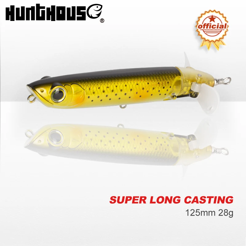 Hunthouse Рыболовная Приманка Topwater Popper вращающийся хвост 125 мм 28 г два режима