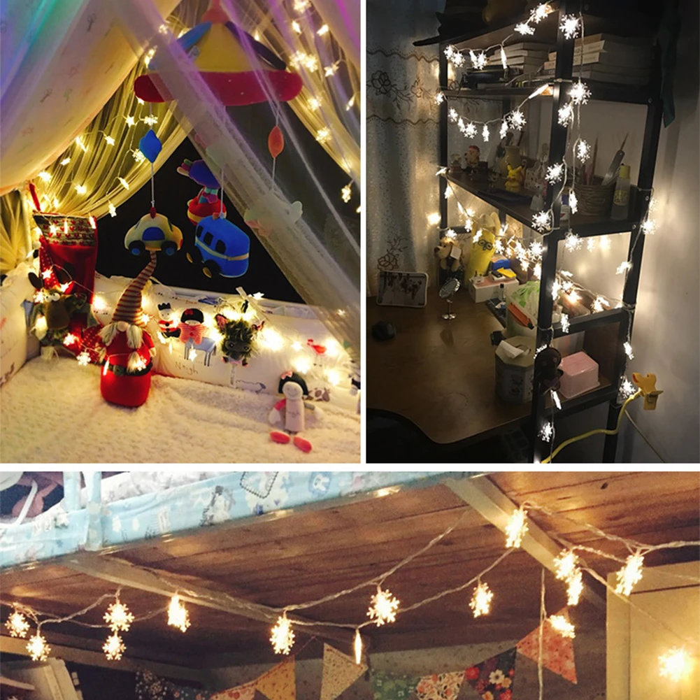 6 м Снежинка светодиодный Сказочный свет светящиеся гирлянды Twistable водонепроницаемый Рождественская елка Свадебная вечеринка декоративные гирлянды