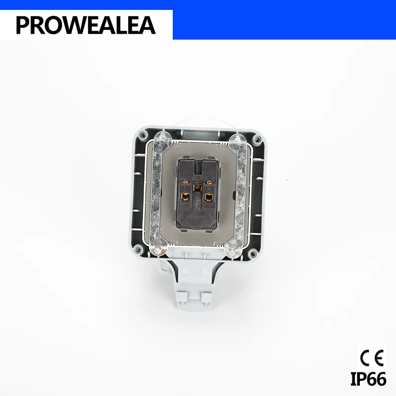Weatherproof Socket IP66 Waterproof Socket Outdoor Wall Power Socket 3Hole Leakage Protector Standard Electrical Outlet Grounded