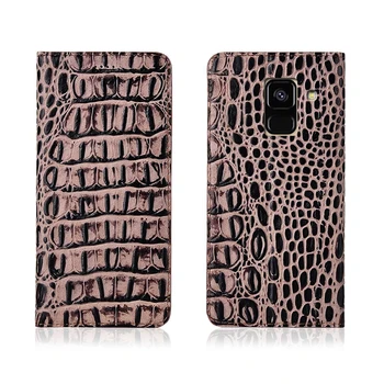 

Crocodile pattern genuine leather magnetic case card slot for Samsung Galaxy A8 Plus 2018/Samsung Galaxy A8 2018 phone bag funda