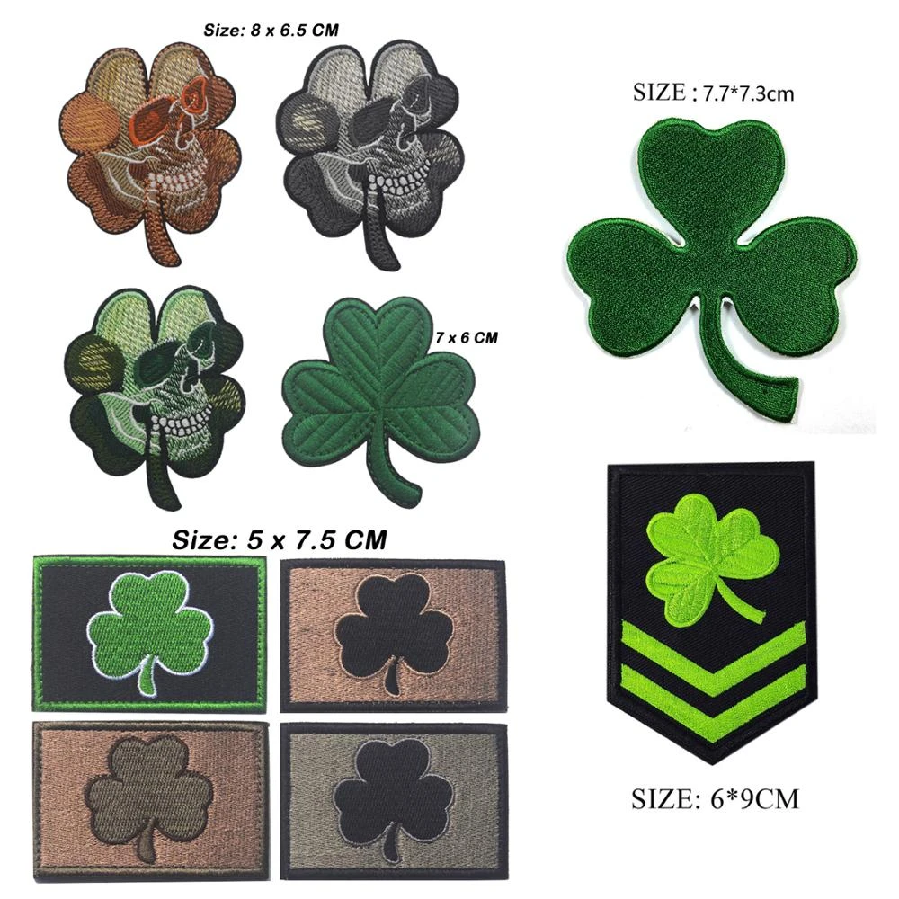 BRAND NEW LUCKY IRISH FOUR LEAF CLOVER SHAMROCK BIKER IRON ON PATCH BRAND NEW LUCKY IRISH FOUR LEAF CLOVER SHAMROCK BIKER IRON ON PATCH