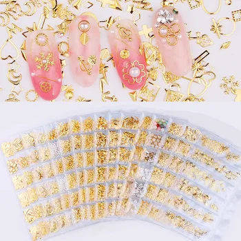 

CHNRMJL 6 Designs/Pack Ultra-thin Hollow Alloy Nail Rivet Decorations Jewelry DIY UV Gel Nails Art Polish Accessories Manicure