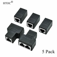 HALONS 5 Pack RJ45 Séparateur Connecteurs Adaptateur Pack 2 pour 1 À 2 et 3Pack Femelle 1 À 1 Prise Réseau Adaptateur Pour Cat5 Cat6 