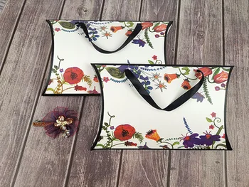 

10pcs/lot Large Size Paper Bag Pillow Shape Cosmetic/Scarf Boxes White Craft Paper Gift Packaging Clothing Box Cardboard Carton