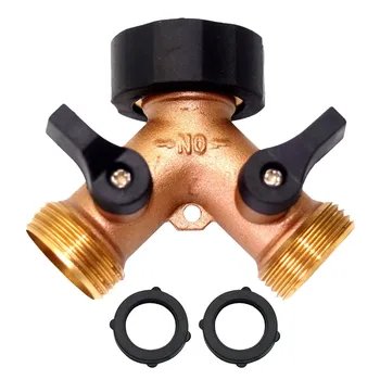 

Garden Hose Splitter Heavy-Duty 2 Way Solid Brass Y Female Connector Kitchen Bathroom appliances link faucet Splitters#30