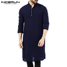Брендовая Базовая Мужская рубашка с длинным рукавом, мусульманская одежда, сорочка, элегантный кафтан, халат, Пакистанская мужская одежда S-5XL