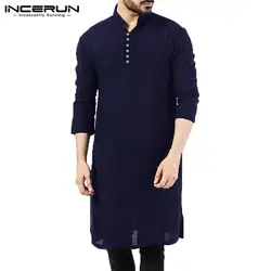 Бренд Basic Kurta мужские рубашки с длинным рукавом Женская Туника Исламская одежда рубашка элегантный кафтан халат пакистанский Человек