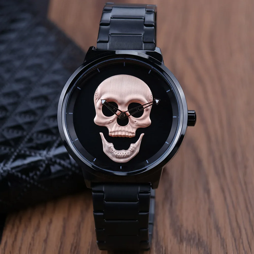 2023 AISHY Mens large face watches Waterproof Stainless Steel Belt Leather Copy Watch  Ghost Head Male Wristwatches Reloj Hombre