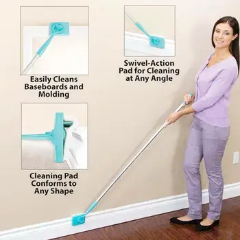 

1PC No-bending Mop Baseboard Cleaner Tool Handle Adjustable Molding Baseboard Tool For Bathroom Microfiber Cleaning Dropshi S4K6