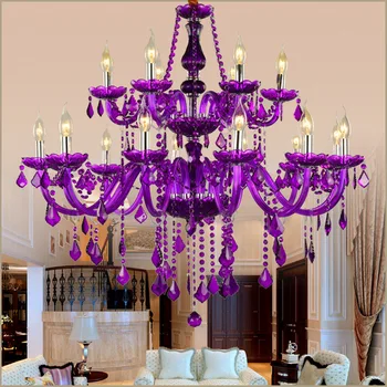 

Purple chandelier with lamp body shade Living room bedroom dining room study light Cafe Hotel Shop Lighting Fixtures