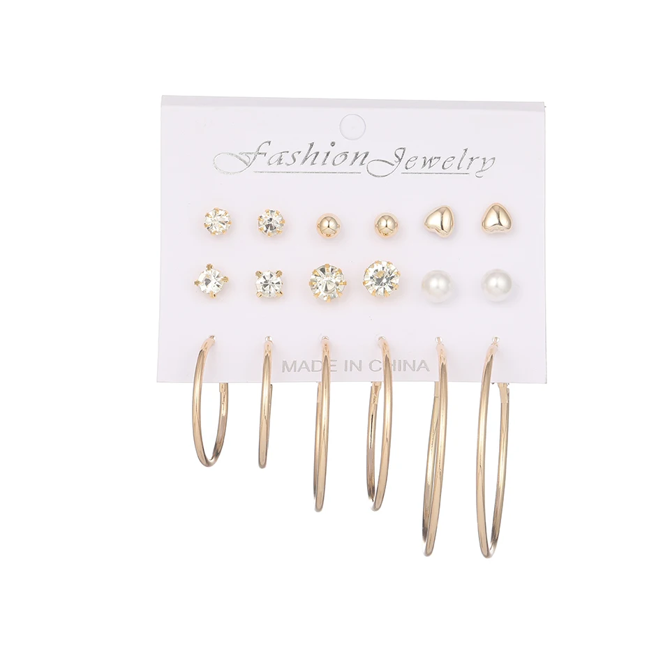 E022444-Set Серьги-подвески с кисточками в стиле бохо, винтажные серьги-кольца в виде листьев Goldn, женские серьги-гвоздики с кристаллами, модные корейские ювелирные изделия - Окраска металла: E022444-Set