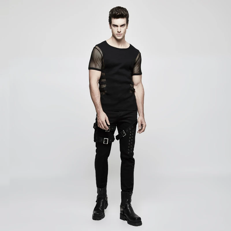 Мужская черная трикотажная футболка в стиле панк рейва|metal black|tee shirtt-shirt men |