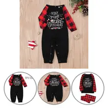 Xmas Pajamas Set Loose Fit Two Piece Plaid Print Patchwork Shirt Pants Parent-child Outfit Christmas Parent-child Set