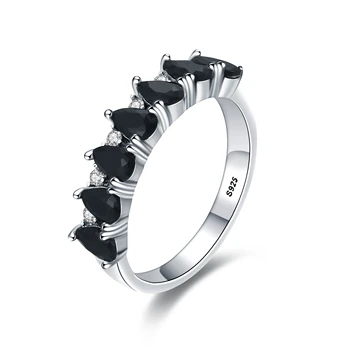 

SODROV 925 Sterling Silver Finger Wedding Ring Jewelry Trendy Black Spinel Engagement Rings for Women G097