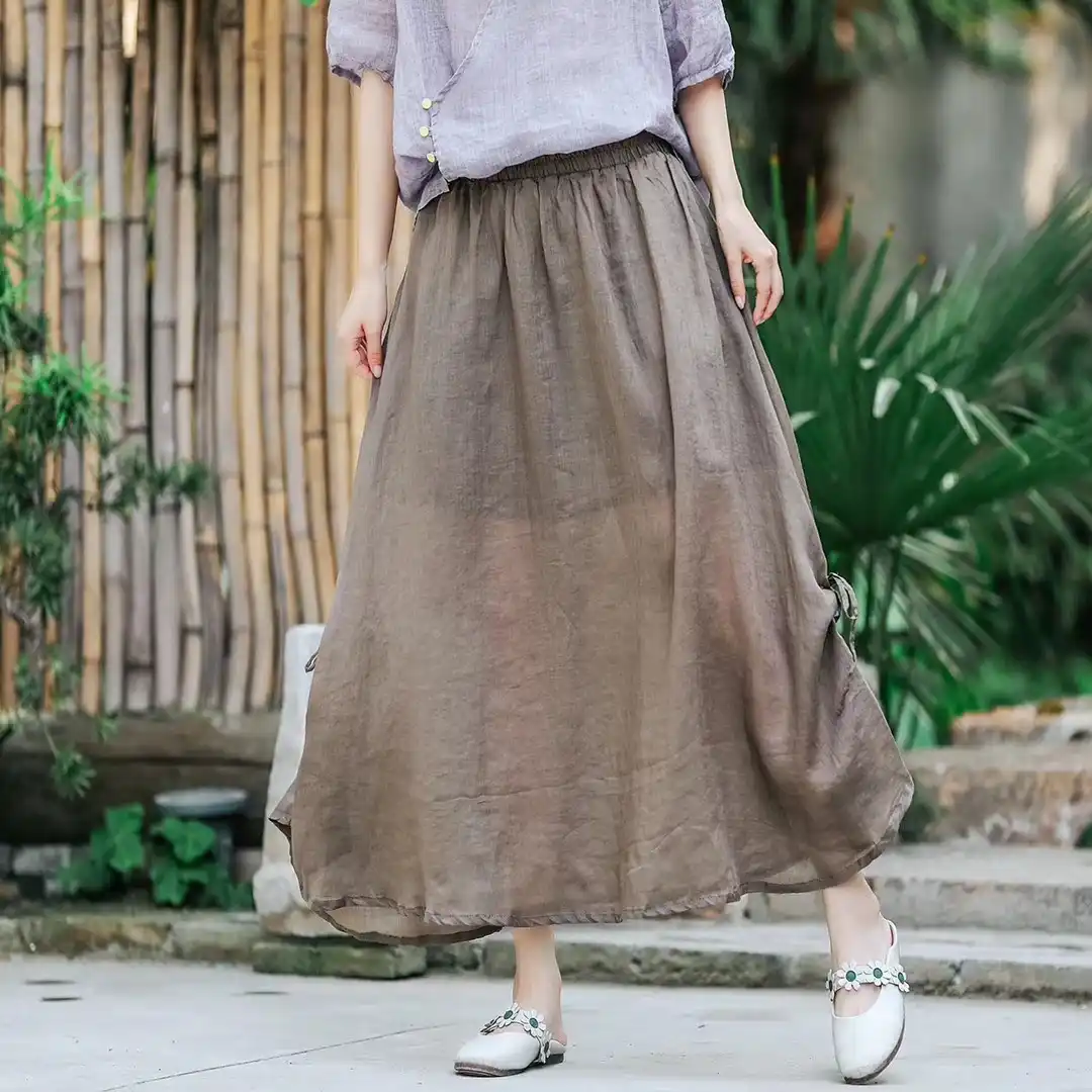 Elastic waist linen skirt Clearance