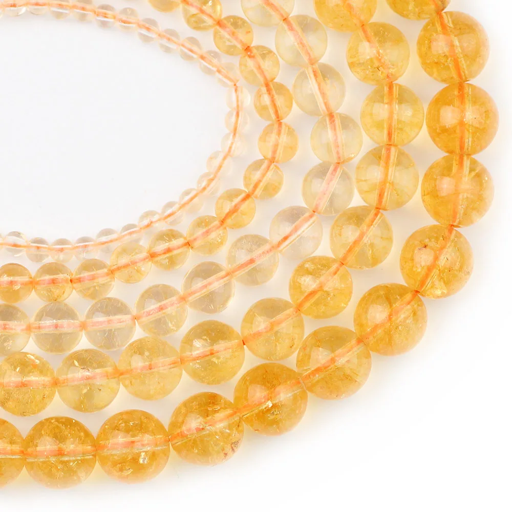 

YHBZRET Natural Yellow crystal transparent Citrines Spacer Beads For Jewelry making 4/6/8/10/12MM DIY Bracelet Accessories