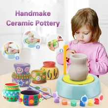 DIY Handmake Ceramic Pottery Machine Kids Craft Toys For Boys Girls Mini Pottery Wheels Arts Crafts Early Educational Child Toy