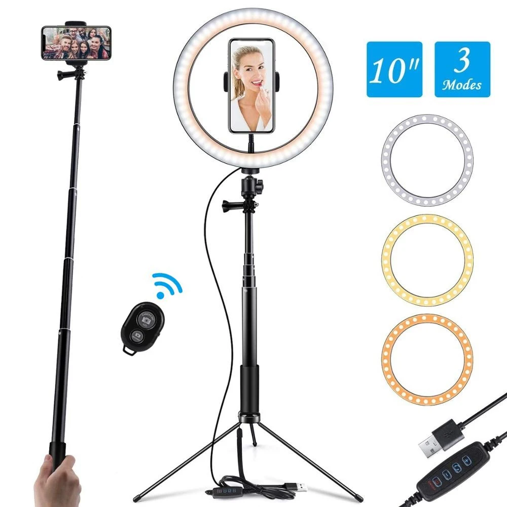 10 “светодиодный кольцевой светильник с Штатив для фотографии продукт USB Youtube