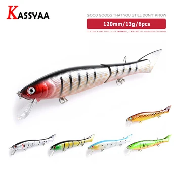 

6pcs/Set 2 Sections Plastic Bait 120mm 13g Colorful Paint Jointed Wobblers Pike Bait Wholesale Lifelike Fake Pike Baits Outdoor