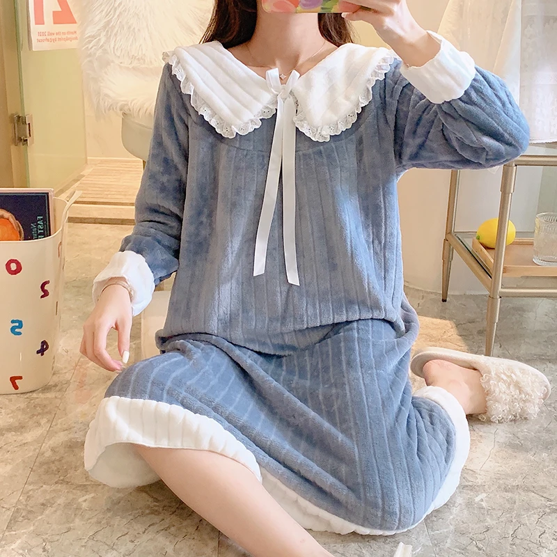 

Женская фланелевая ночная рубашка с длинным рукавом, на осень/зиму