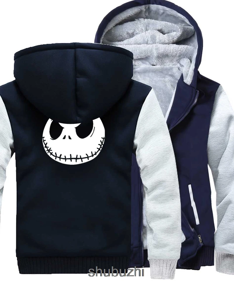 Jack Skellington/уличная Толстовка в стиле хип-хоп с принтом со злом лица; зимние плотные толстовки для мужчин; куртка на молнии в стиле Харадзюку; Толстовка