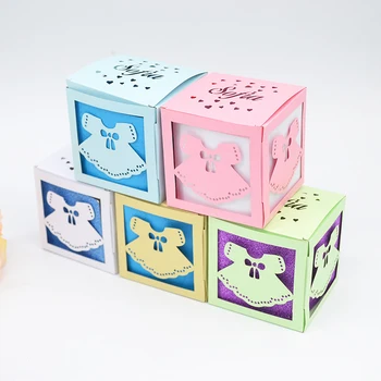 

Customize dress kids christening birthday giveaway laser cut candy box with internal paper fence