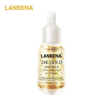 

24K Gold Ampoule Serum Essence Anti Wrinkle Fine Lines Anti Aging Moisturizing Whitening Firming Face Cream Skin Care Lanbena