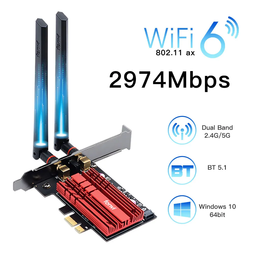 Intel Ax200 Banda Dupla 2.4g 5g Pcie Wifi Placa de Rede para Bluetooth 5.2 Ax210ngw 6g Wi-fi 6e Cartão para pc Win10 11 Fv-ax3000 Wifi6 Placas de rede - Imagem 2