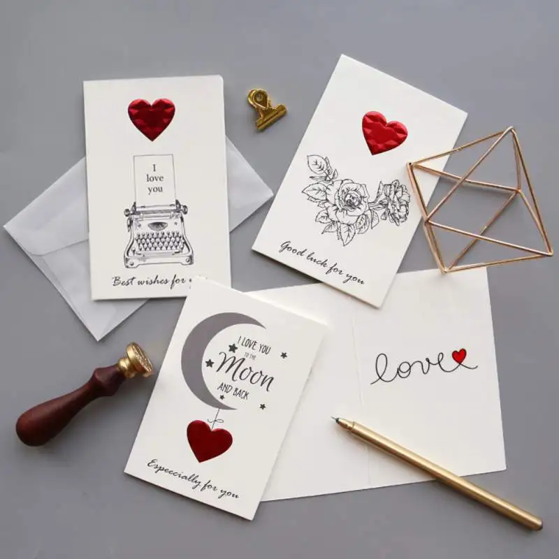  Valentines Day Greeting Card Blessing Note Cards Wedding Party Invitation Cards Valentines greeting - 4000402528275