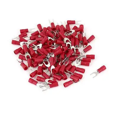 

SV1.25-4 Fork Type Pre Insulated Wiring Terminals Red 100pcs for AWG 22-16