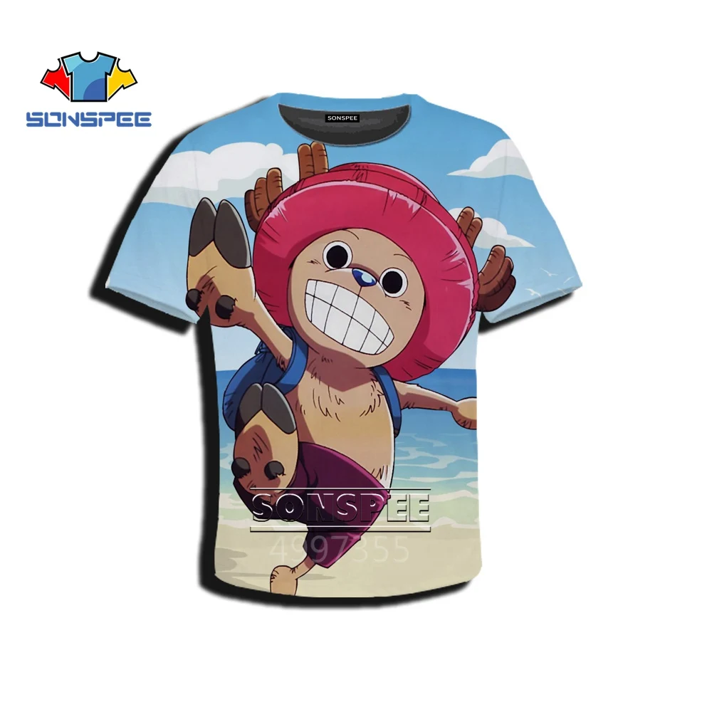 SONSPEE One Piece сабо Харадзюку уличная одежда для маленьких мальчиков и девочек модная футболка аниме Повседневное мультфильм 3D футболка с короткими рукавами и принтом детская A522