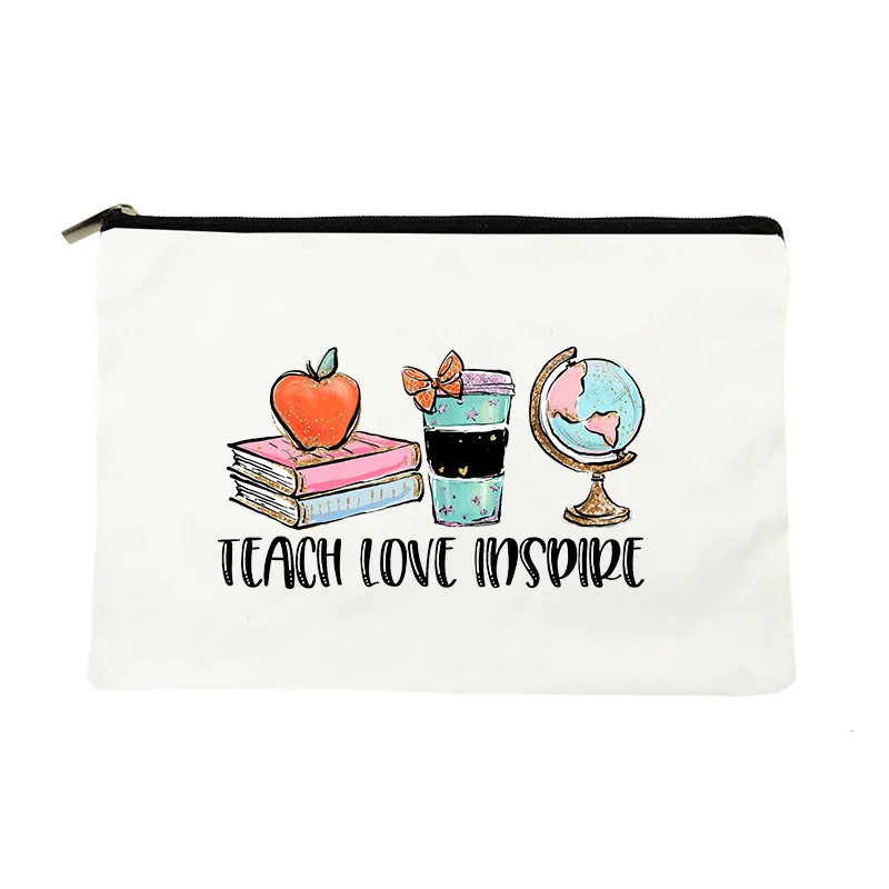 Teacher Love Inspire Print Lady Cosmetic Bags Travel Makeup