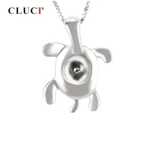 CLUCI Серебро 925 черепаха в форме жемчуга крепление Подвески 925 стерлингового серебра Подвески кулон для женщин ожерелье ювелирные изделия