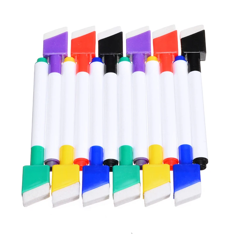 

12pcs 6 colors Easy Wipe Dry Wipe Markers Erasable Magnetic Colour Whiteboard Marker Pen Office School Art Marker Colorful Ink